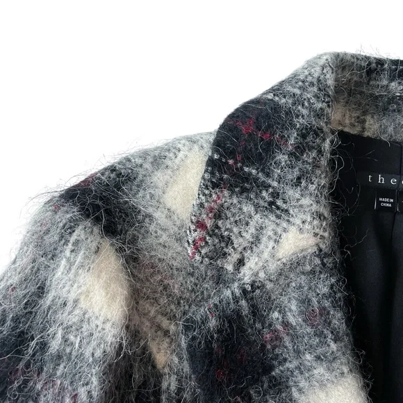 Theory Plaid Cafe Lithe Double Breasted CoatMEDIUM